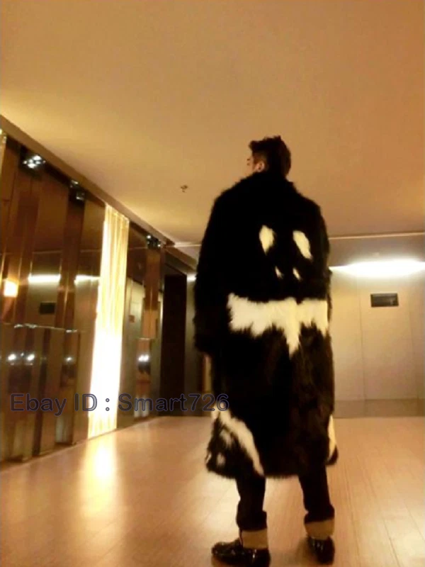 Men's Coat Jacket Faux Fur Coat Fur Winter Warm Thickened Windbreaker Large Size - Image 2 of 4