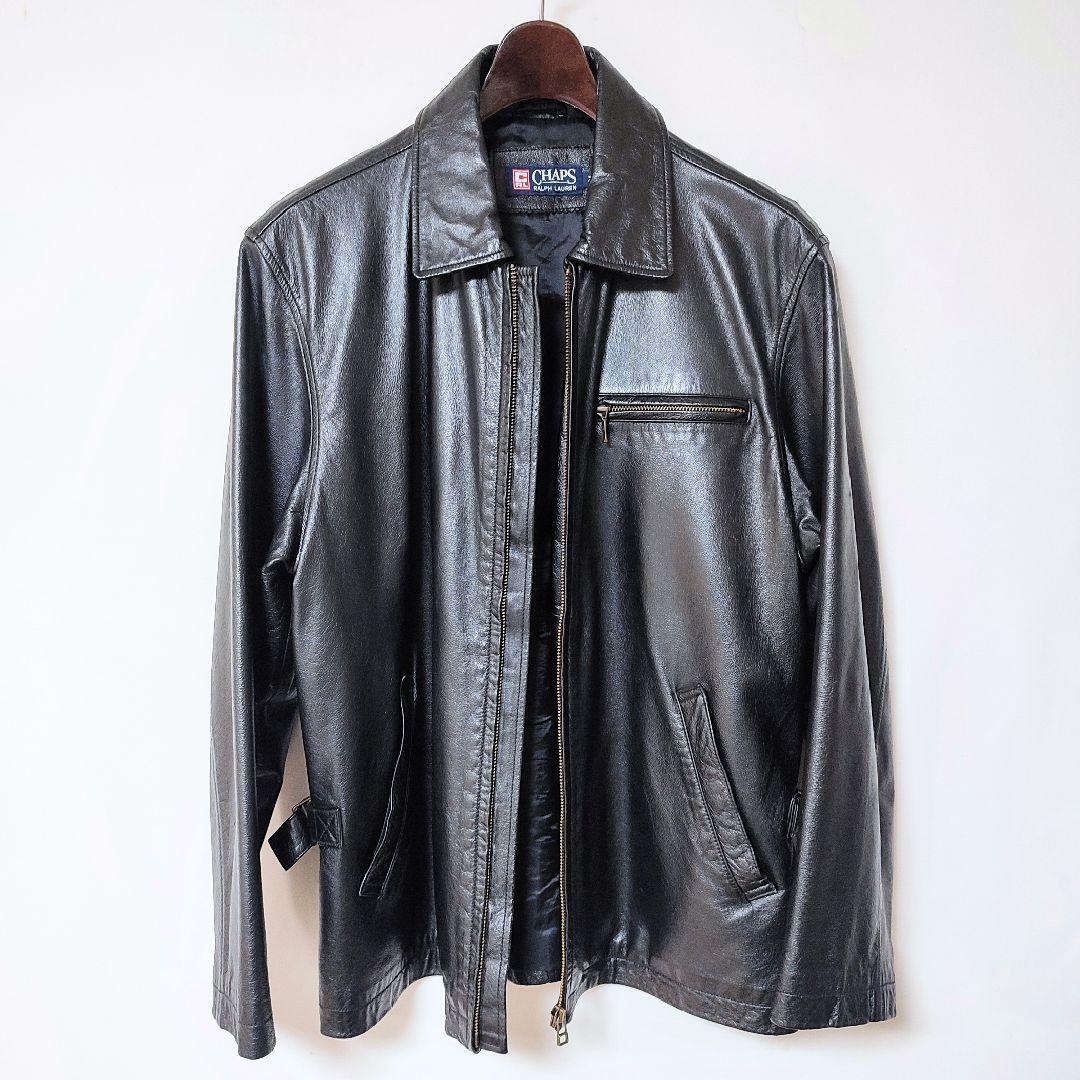Ralph Lauren Leather Jacket 90’S Sizem Vintage Black Leather Polyester Men’S