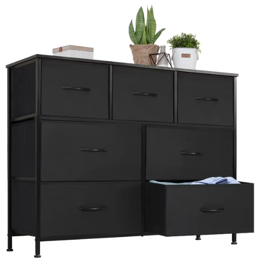 Desser For Bedroom With 7 Fabric Drawers Organizer Storage Closet Chest Clothes-image
