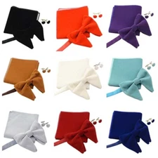 Men's Velvet Pre-Tied Oversized Adjustable Bow Tie Pocket Square Cufflinks Set