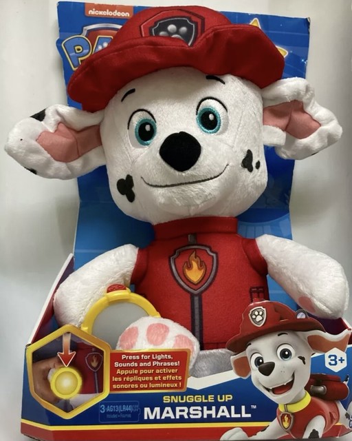 PAW Patrol Peluche Marshall Snuggle Up Con Torcia E Suoni – Ninne Nanne E Luci – 3+ Anni