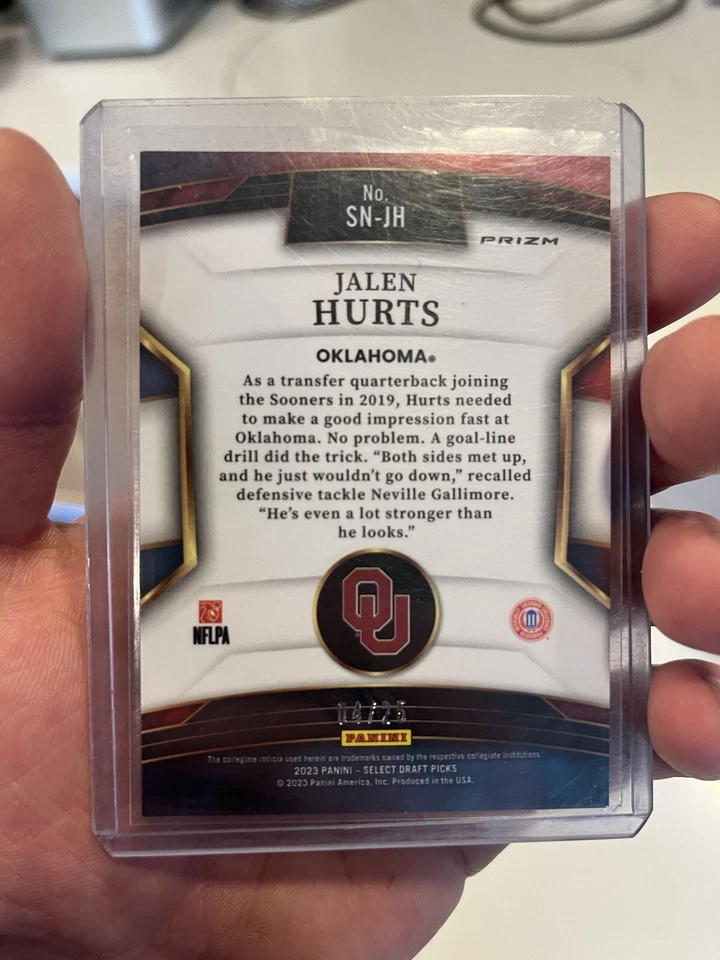2023 Panini Select Draft Picks Numbers Tie Dye No. SN-JH  Jalen Hurts #14/25 - Image 2 of 2