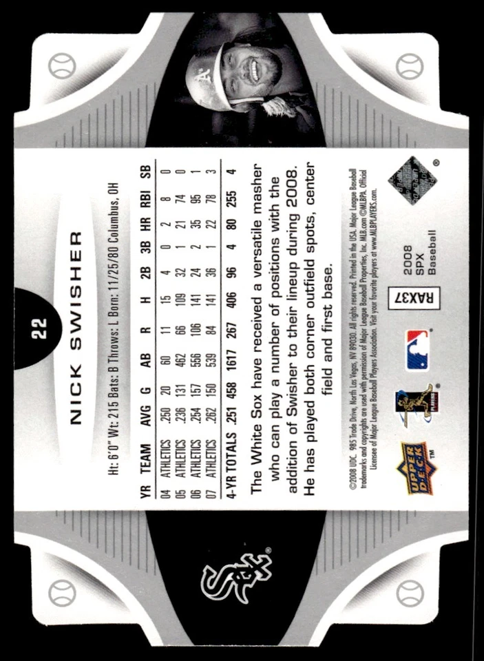 2008 SPx Nick Swisher Chicago White Sox #22 - Image 2 of 2