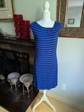 Calvin Klein Size Medium Striped Dress Soft Knit Pleated Shoulder Accent 165