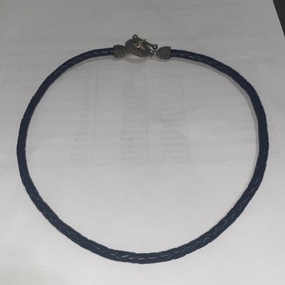 Michael Dawkins Sterling Silver Toggle Black Leather Necklace 20 