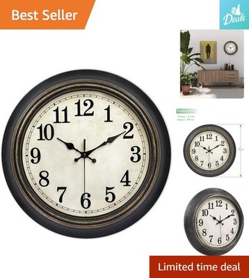 Stylish 14-Inch Retro Wall Clock with Arabic Numerals - Perfect for Any Room