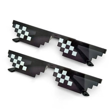 2Pcs Mosaic Sunglasses Cool Party Vintage Shades Eyewear for Men Pixelated Sungl