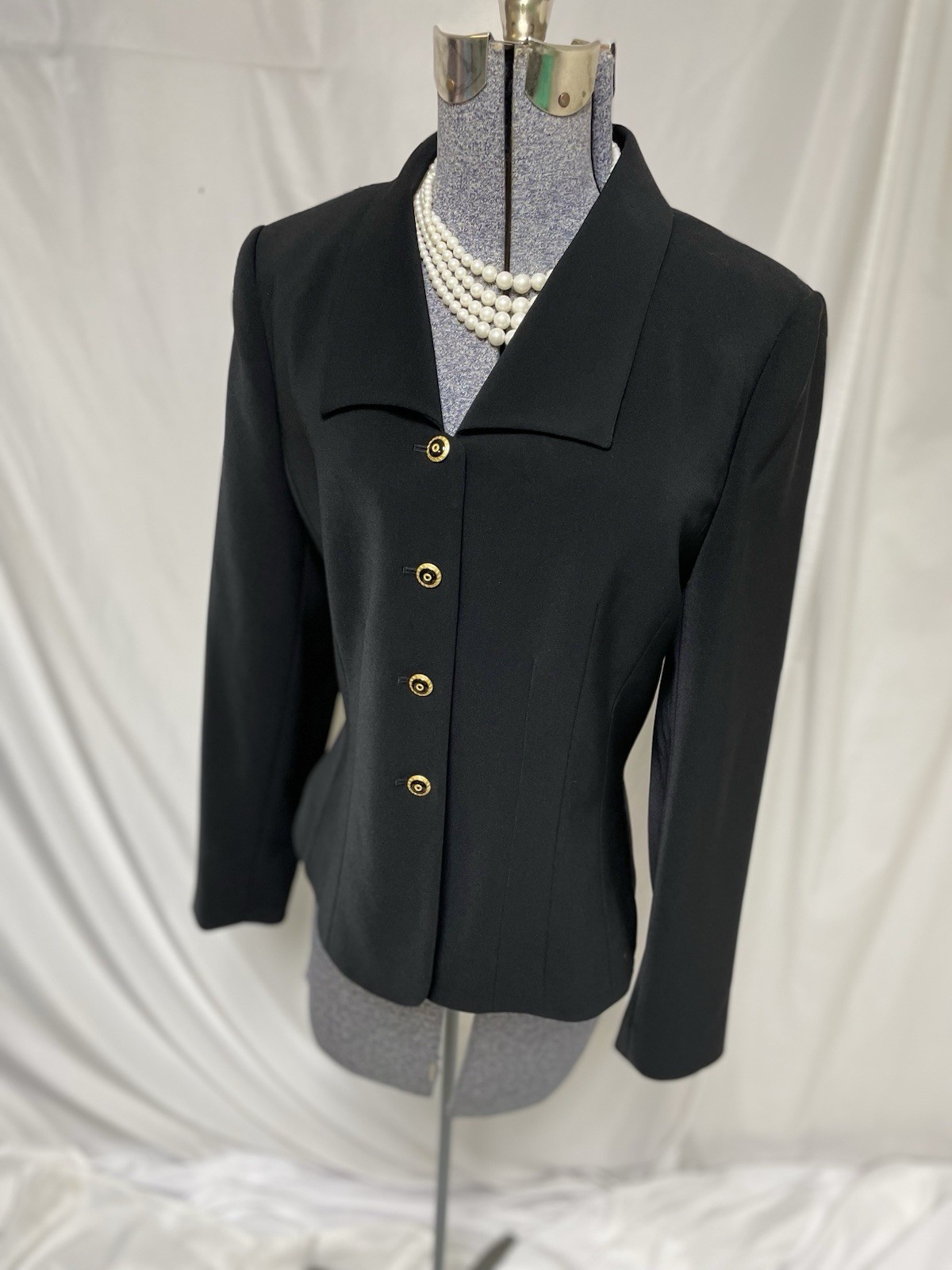 Le Suit Blazer Size 10 Black Suit Seperates Jacket Gold Tone Buttons Executive