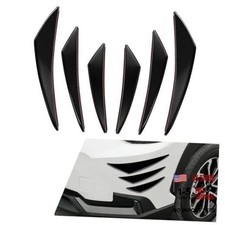 6PCS Car Spoiler Canards Kit, Auto Front Bumper Lip Spoiler Kit, Bright Black