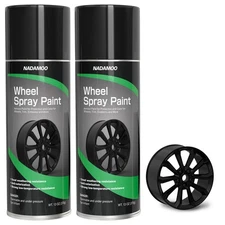 Aluminum Wheel Spray Paint, Semi-Gloss Black, 2 Cans, 13 Oz Each - Car Rim