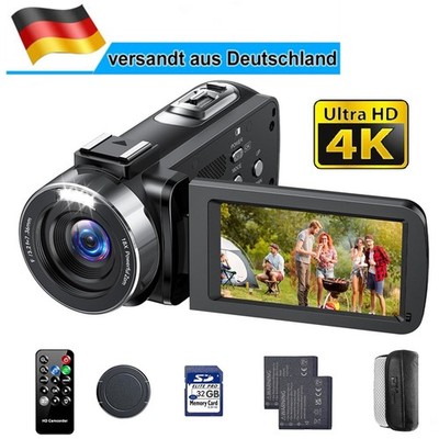  Camcorder 4K 42MP Videokamera 18X Digitalzoom Vlogging Camera mit LED-Fülllicht