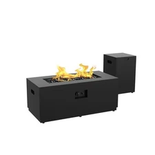 [US WAREHOUSE] 42" Rectangle Gas Fire Pit, Black