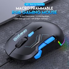 Wired Gaming Mouse Macro Programmable With 13 RGB Effects 12800DPI For Comp BVWO