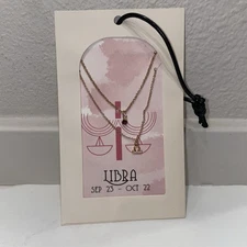 Libra Zodiac Astrology Layering Necklace Gold Tone Set 18" Horoscope Minimalist