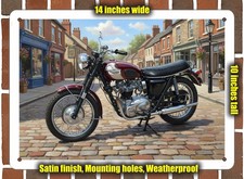 Metal Sign - 1970 Triumph Bonneville Motorcycle 1 Oil Painting - 14x10
