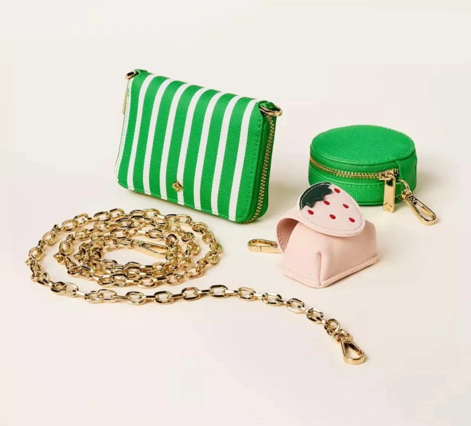 Mini Bandolera Target X Kate Spade Rayas Verde/Blanco Monedero Estuche para Auriculares Foto 2 de 4