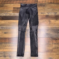 SPANX Faux Leather Moto Leggings Womens Small Black 20136R Stretch