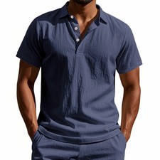 Summer Loose Breathable Button Collar Short Sleeve Polo