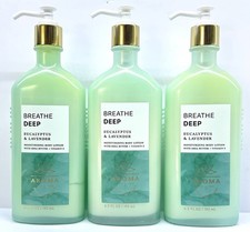 3 BATH  BODY WORKS AROMATHERAPY BREATHE DEEP EUCALYPTUS LAVENDER LOTION CREAM
