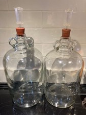 Demijohns x2 glass carboys for wine making. Free airlocks and rubber bungs. 4.5L