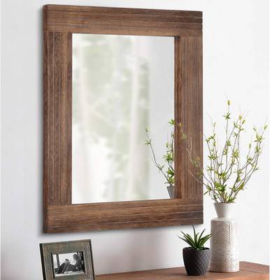 Antique Rustic Wooden Wall Mirror - Farmhouse Decor for Bedroom & Entryway 26''x1