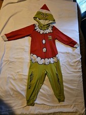 Dr Seuss The Grinch Pajamas One Piece Youth Size XS 4-5 Hooded Christmas