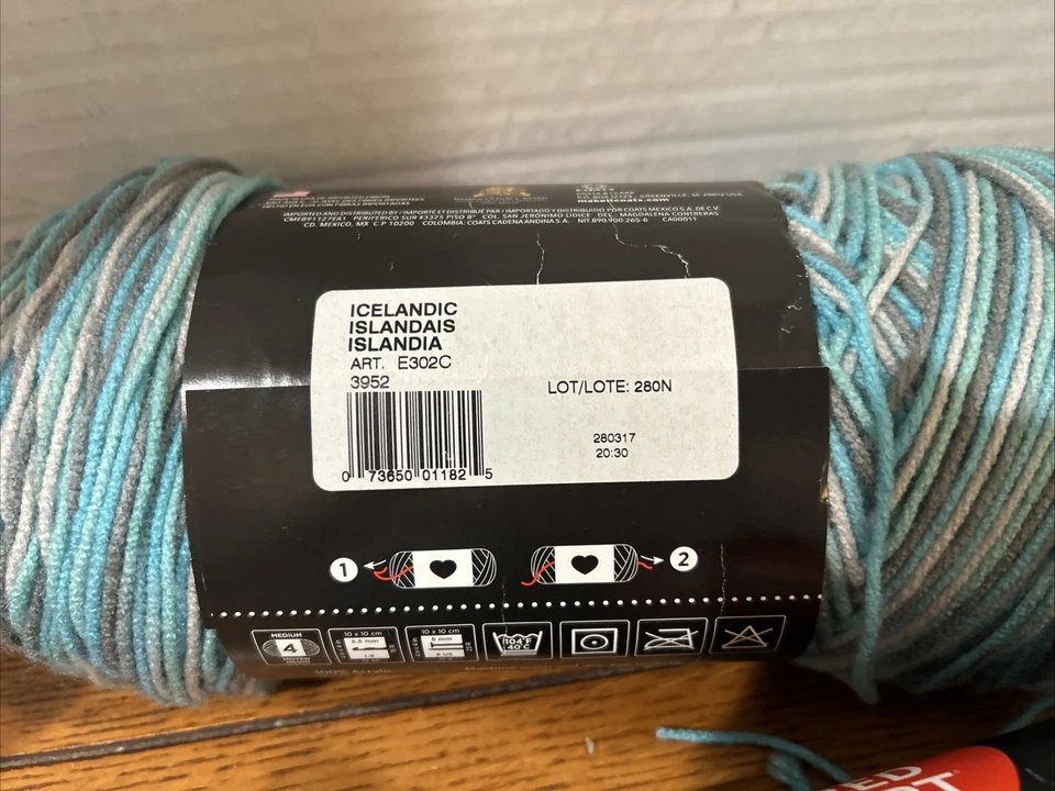 2 件 Red Heart Super Saver Jumbo Skeins 纱线,包装,冰岛 10 盎司每 482 码 ea — 第 4/4 张图片