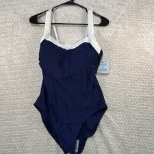 Shade and Shore Blue and White Women's Swimsut one-piece Size 8-10