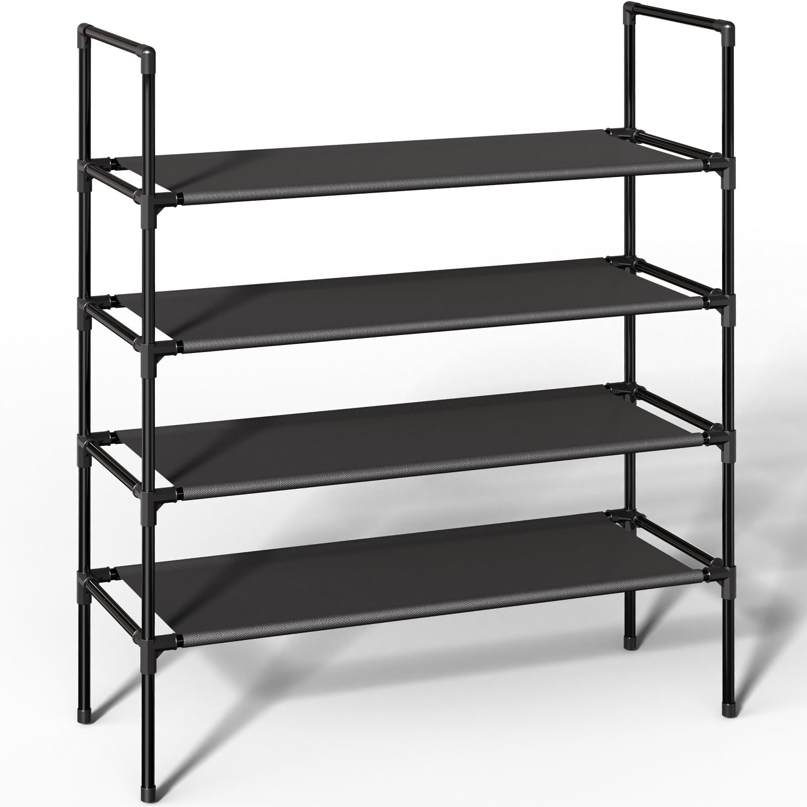4-Tier Non-Woven Fabric Shoe Rack Organizer for Closet Garage Entryway Storage-image