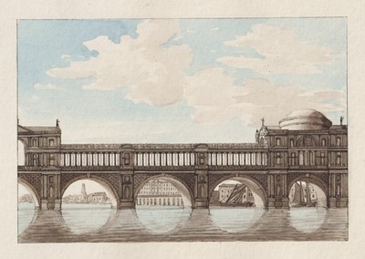 London Somerset House Bridge England Aquatinta Radierung etching 1791