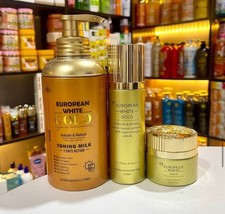 European White Gold Body Lotion With Arbutin  Retinol Face Cream And Serum 3pc