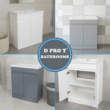 700mm Vanity Unit With Basin Handleless Bathroom Sink Cabinet White Grey Colours