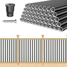 100-PACK Aluminum 32" 3/4" Balusters Hollow Round Spindles Deck Railing, Black