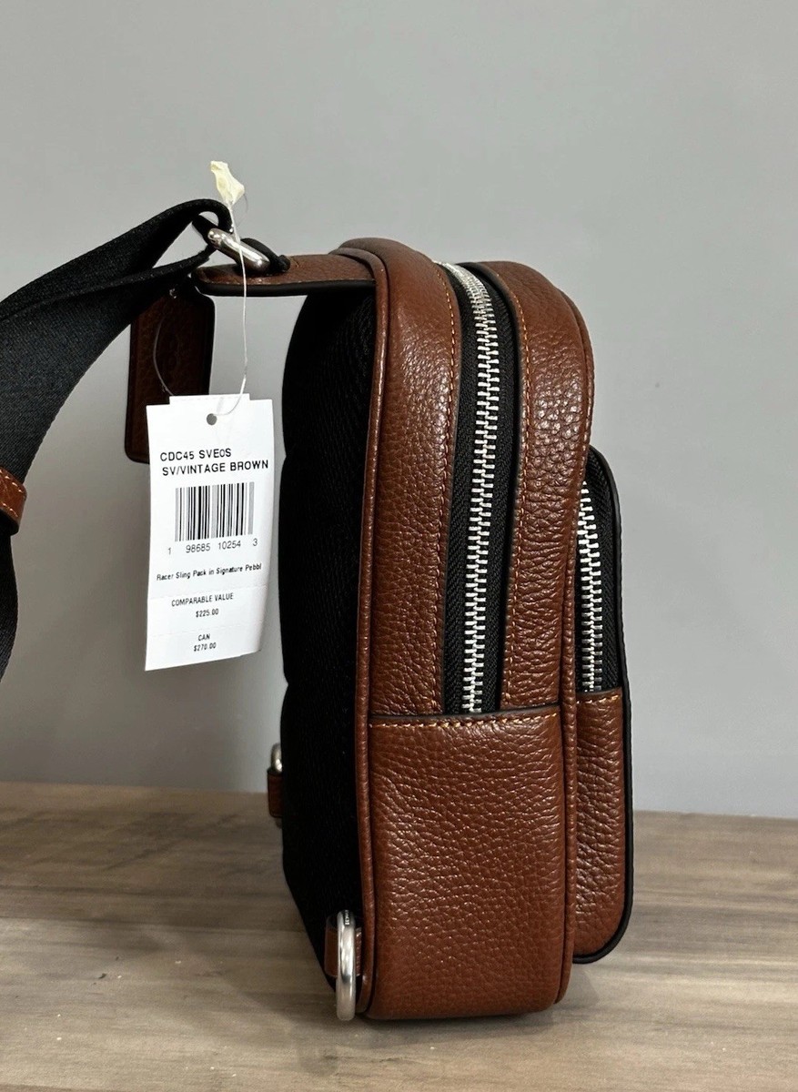Coach CDC45 Racer Sling Leather Bag Crossbody Vintage Brown for