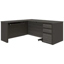 Atlin Designs 4 Piece L Shaped Computer Desk in Bark Gray and Slate