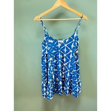 Urban Outfitters Blue Shibori Daisy Floral Ruffle Peplum Cami Top Small S-P