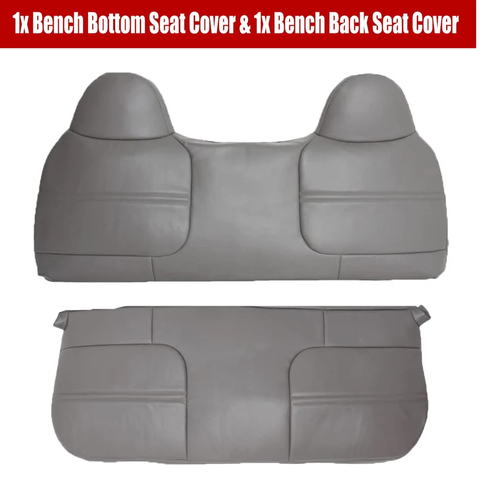 For 1999-2002 Ford F250 F350 F450 Super Duty Bench Bottom &Top Seat Cover Gray - Image 2 of 4