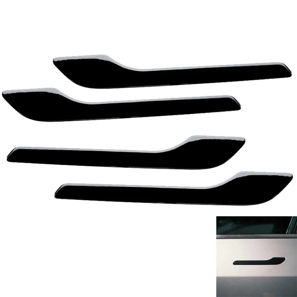 4Pcs Gloss Black Side Door Handle Covers Trim for Tesla Model 3/Y 2017-2021 Set