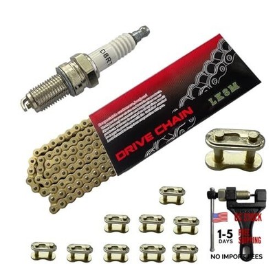 Gold 420 Motorcycle Chain 132 Link Standard with Chain Breaker 10 Connecting
