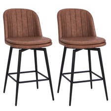 27 Inch Swivel Bar Stool Set of 2 with Padded Seat Metal Legs  Footrest