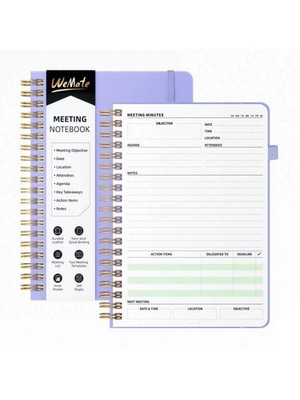 Simplified Meeting Notebook Work Action 200 Pages Office Supplies Planner PU