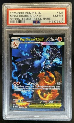 2025 Pokemon PFL Mega Charizard X ex Special Illustration Rare #125/094 PSA 8