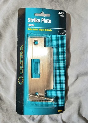 NEW SATIN NICKEL CHROME DOOR STRIKE PLATE 4 7/8 LATCH STAINLESS STEEL METAL