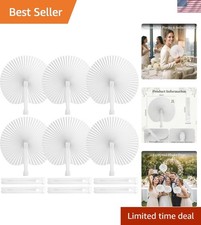 12PCS White Paper Fans   Foldable Handheld Fan for Women, Folding Hand Fans f...