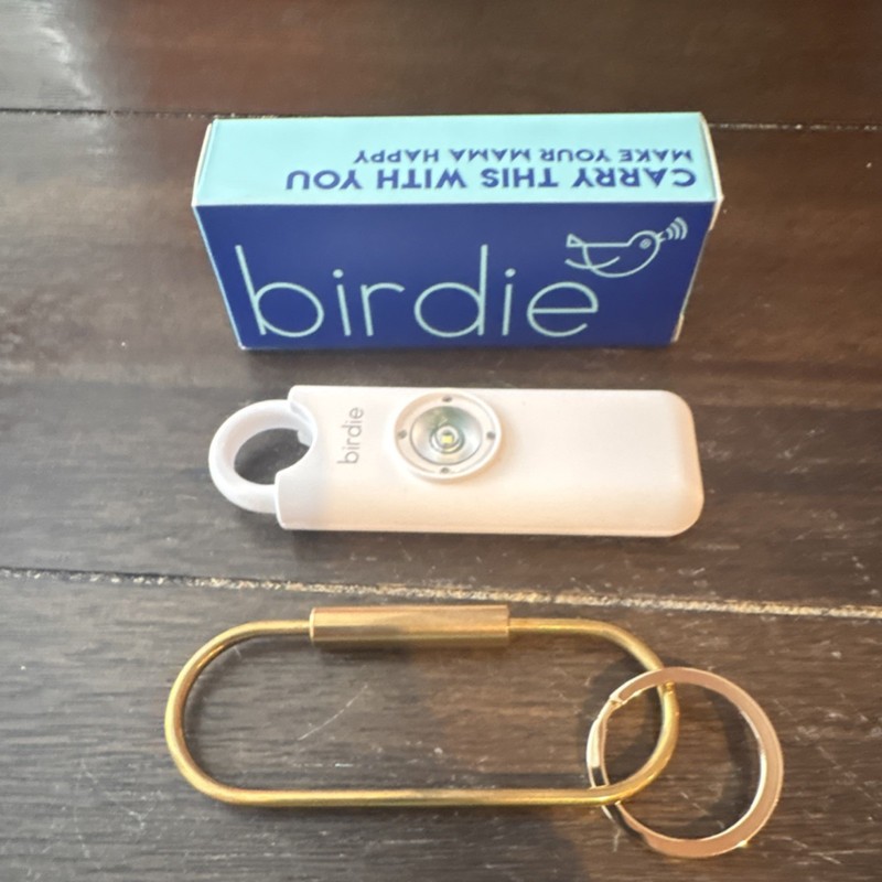 Birdie Personal Attack Safety Alarm Keyring, White Personal Safety Keychain NIB