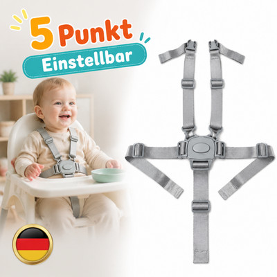 5-Punkt-Sicherheitsgurt Hochstuhl Nylon verstellbar Gurt Grau für Baby Kinder