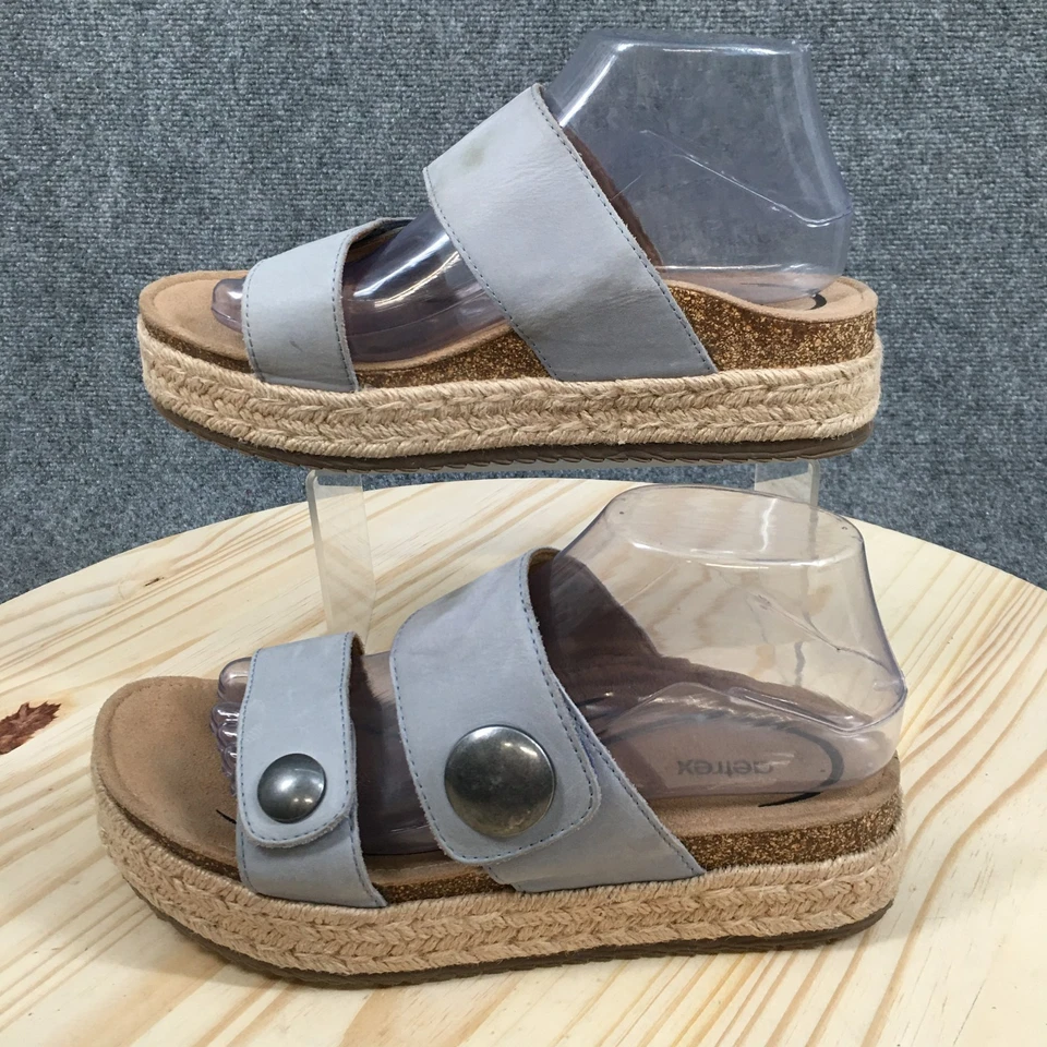 Sandalias Aetrex para mujer 8,5 Sofie plataforma sin cordones alpargata deslizable cuero gris Foto 2 de 4