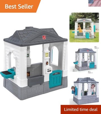 Neat & Tidy Cottage Kids Playhouse, Indoor and Outdoor Playset, Interactive S...
