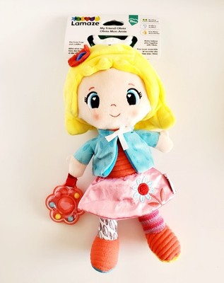 Lamaze My Friend Olivia 12'' Doll Plush Baby Toy 0+ mos Clip On Rattle Sensory