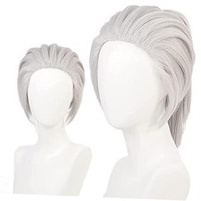 Anime Cosplay Wigs Unisex Short gray hair Straight White HJ